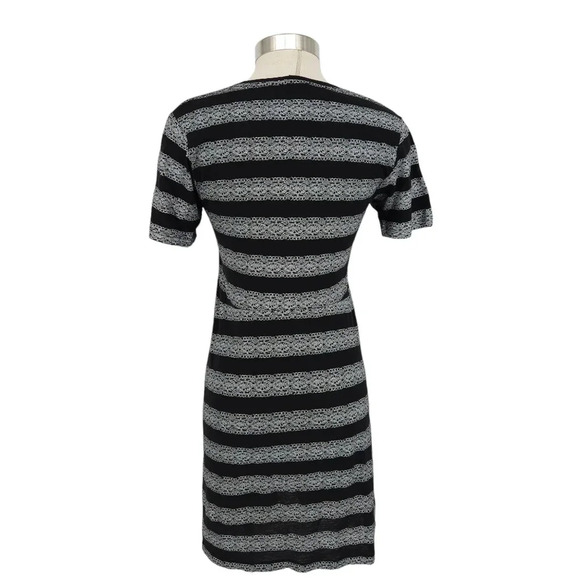Theory Shirt Dress Black Cherry Lace Striped Print Short Sleeve Mini - Picture 5 of 6